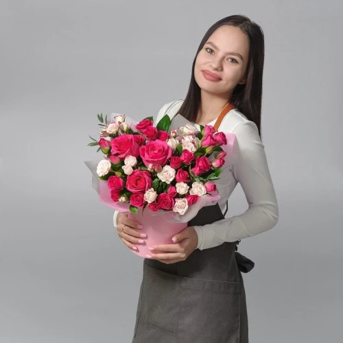 Композиция "Розовые розы" 0410 фото 5